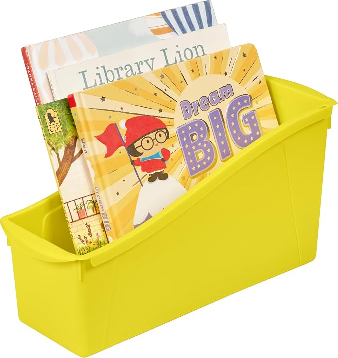 ECR4Kids Linking Plastic Storage Book Bin, Multipurpose Organization, Neon Yellow, 10-Piece | Durable plastic with built-in handles, interlocking, nestable, ideal for books, magazines, and files in a classroom or office - Image 12