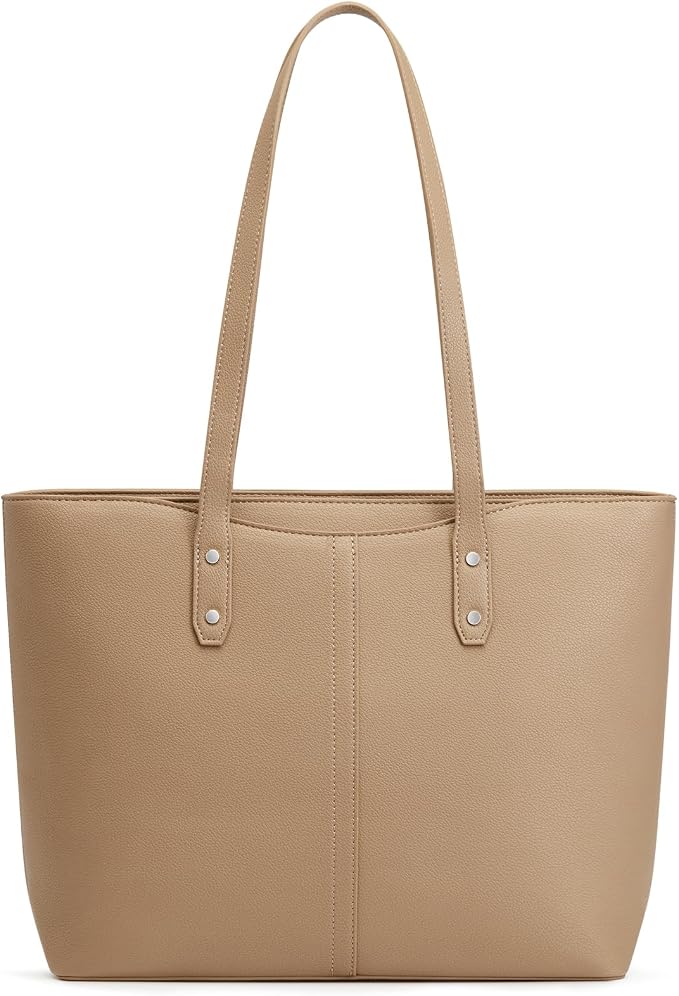S-ZONE Tote Bag for Women Work Purses Handbags Luggage Strap Large Travel | Padded Laptop Compartment, Multi Pockets, Vegan Leather, Bottom Metal Rivet, Commuting Office Teacher - Image 9