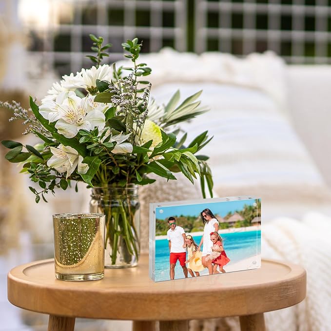 5x7 Acrylic Frame 6 Pack,20MM Thicker Frameless Clear Picture Frames | Freestanding Double Sided Magnetic Picture Frame,Acrylic Picture Frames for Desktop Display with Microfiber Cloth,Gift Ideal - Image 8