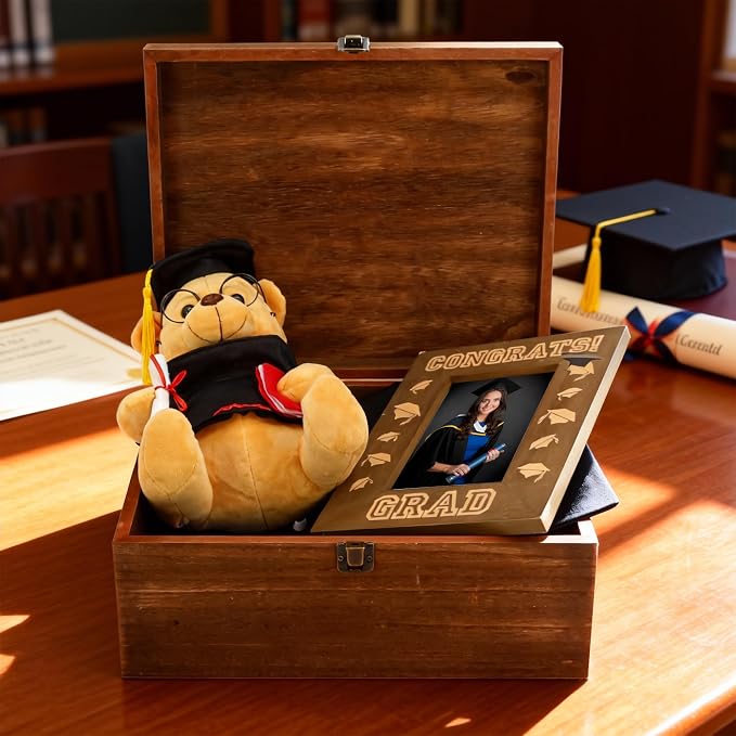 Large Wooden Keepsake Storage Box with Lid for Wedding Treasure Decorative | 10.4x12.4x5.3 Inches can Hold 8.5x11 Certificates Photos Baby Keepsakes, Vintage Case with Black Velvet Base - Image 6
