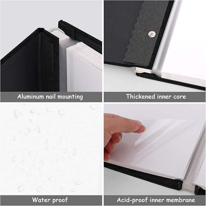 Zesthouse Photo Album Self Adhesive Pages, 60 Pages Magnetic Scrapbook Albums with Sticky Page, Photos Album Holds 8x10 & 5X7 & 4x6 & 6x8 & 3x5, Large Picture Book Ideal Gift for Family Wedding Baby - Image 6