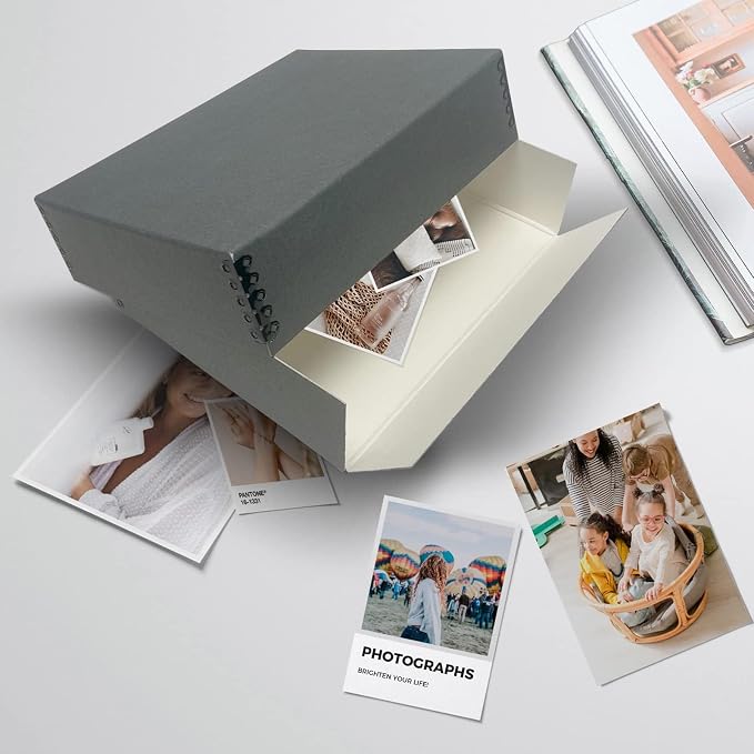 Lineco Drop Front Archival Storage Box, 9.25x11.75x3 in, Gray, 2 Pack | Acid-Free with Metal Edge, Preserves Picture Longevity, Organize Photos, Newspapers, Prints, Documents, Crafts, DIY - Image 8
