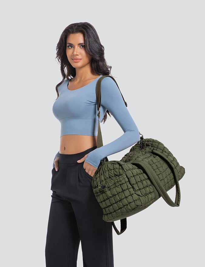 Quilted Travel Duffle Bag Puffer Weekender Bag Overnight Bag Duffel Gym Bag | Medium Soft Puffy Carry-On for Women, Large Lightweight Personal Item Travel Bag for Trips Business Sport Airplane Hospital - Image 7
