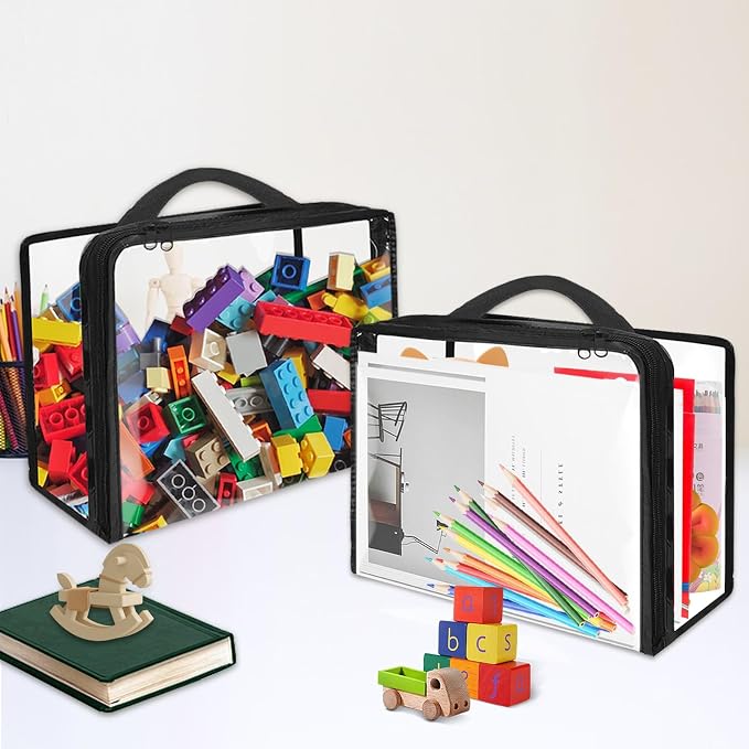 20 Pack Extra Large Toy Storage Bags PVC Organizing Bags with Zippered, Toy Storage Organizer with Portable Handheld,Waterproof Toy Bags for Board Games Clay, Building Blocks, Toys,Books - Image 7