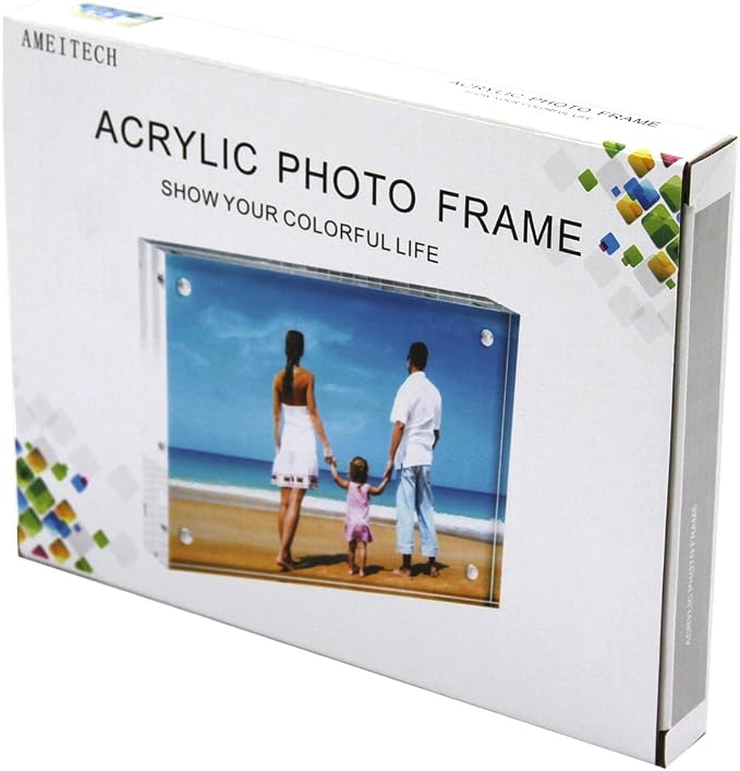 AMEITECH Acrylic Photo Frames,3.5x5'' Double Sided Magnetic Picture Frame, Desktop Frameless Postcard Display (5 Pack) | Double Sided Floating Magnetic Frames, Free Standing Desktop Display for Postcards, Pictures and Artworks - Image 8