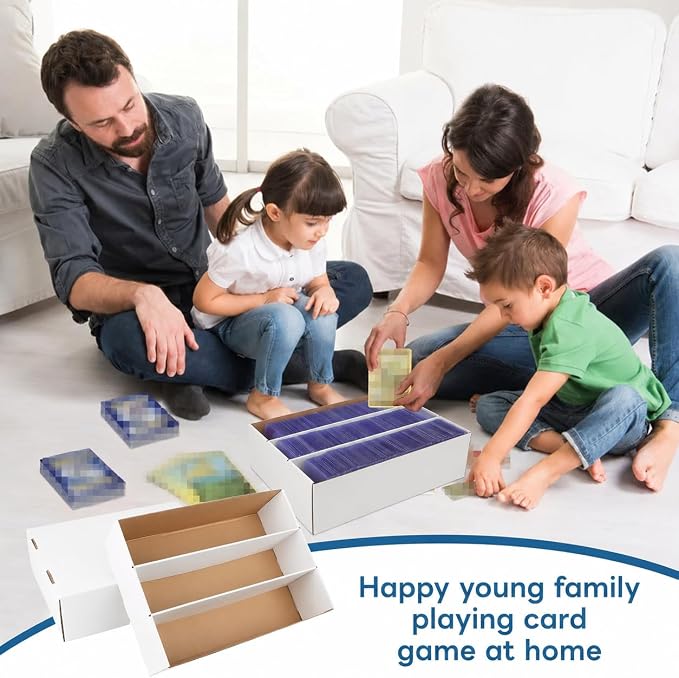 6 Pack Trading Card Storage Box, 2340 Count Card Storage Box White Sports Cards Storage Box Card Organizer Box Bulk Cardboard Card Storage Trading Card Box for Organizing Soccer Basketball Game Cards - Image 7