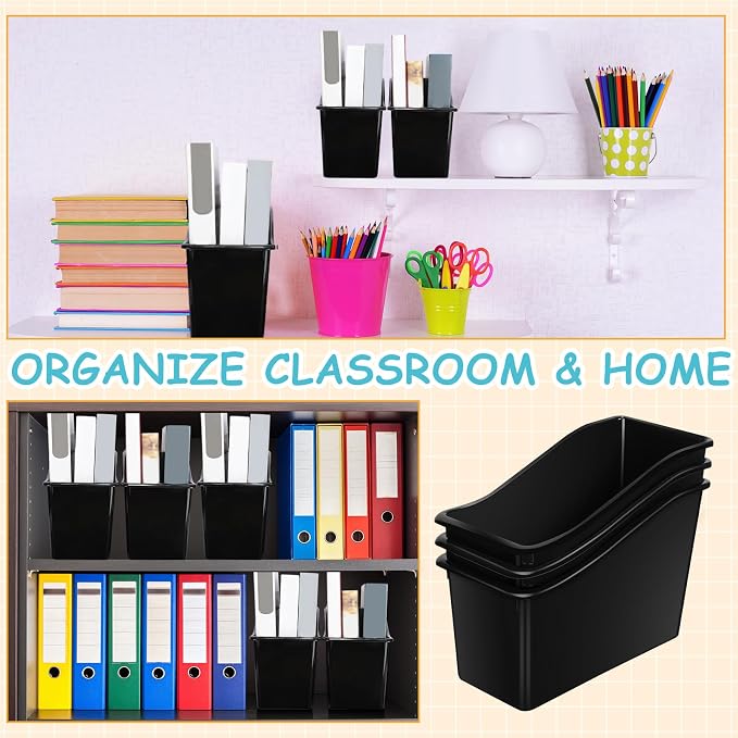 Fuutreo Classroom Book Bins Plastic Organizer Box, Black, 36 | Classroom Library, Magazine Binder File Folder Storage Boxes, Bulk Pack for Office School Home Supplies, Sturdy Plastic - Image 7