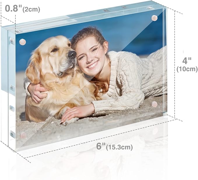 4x6 Acrylic Frame 3 Pack,20MM Thicker Frameless Clear Picture Frames | Freestanding Double Sided Magnetic Picture Frame,Acrylic Picture Frames for Desktop Display with Microfiber Cloth,Gift Ideal - Image 8