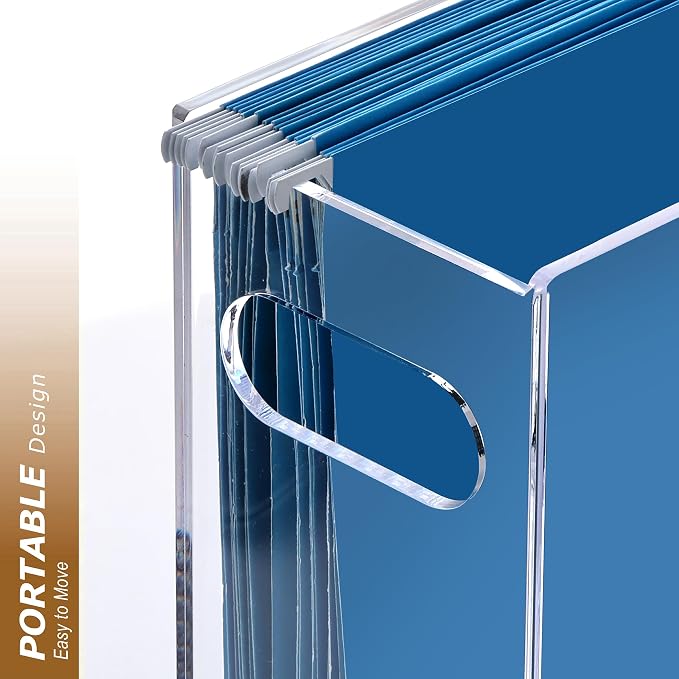 DINGHUO Acrylic Hanging File Organizer Box, Legal Size Clear File Storage Box with Handles, Portable Filing Holder for Desk, Home Office, School -1 Pack - Image 8