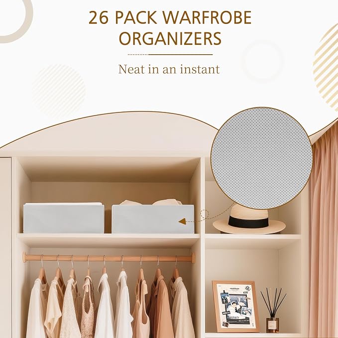 26 Pack Drawer Organizer for Clothes, Foldable Dresser Dividers with 3 Sizes, Fabric Storage Bins – Gray - Image 9