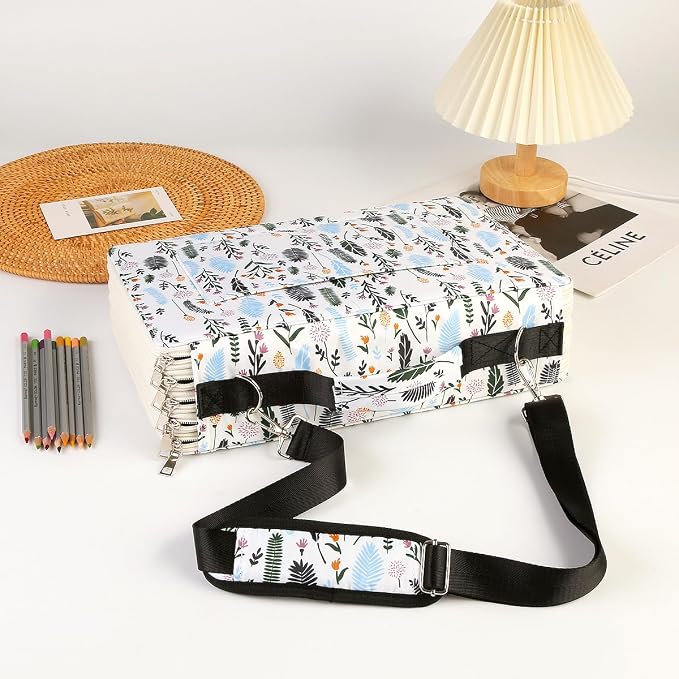 480 Slots Pencil Case, 5-Layer Organizer with Shoulder Strap | 5-layer twill oxford case with 480 elastic slots, carry handle, removable strap, and outer pocket for phone or keys. - Image 6