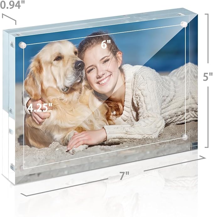5x7 Acrylic Frame 5 Pack,24MM Thicker Frameless Clear Picture Frames | Freestanding Double Sided Magnetic Picture Frame,Acrylic Picture Frames for Desktop Display with Microfiber Cloth,Gift Ideal - Image 8