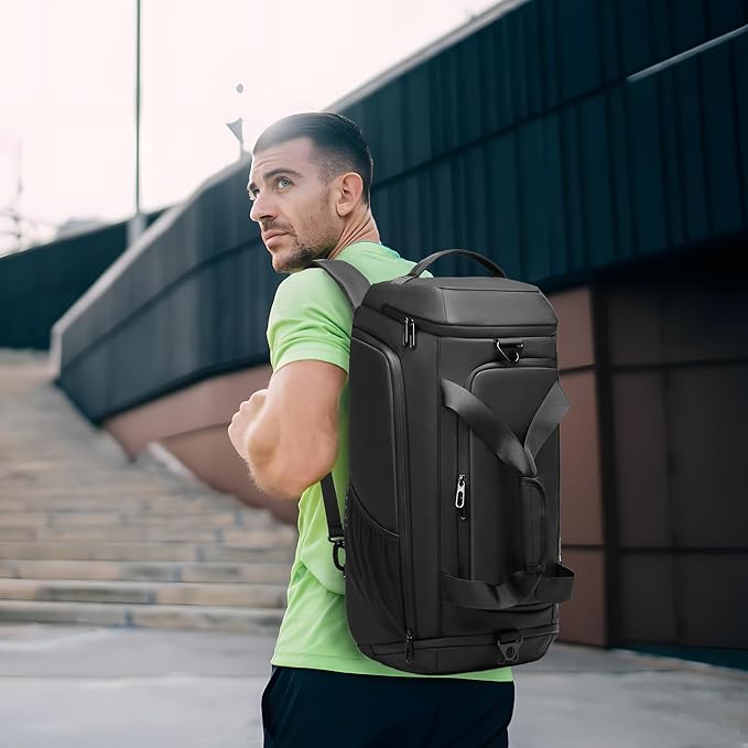 Gym Bag for Men with Shoes Compartment - 40L Duffle Bag for Travel with Wet Pocket & Laptop Compartment,Waterproof Carry On Sports Bags Gym Backpack with Water Bottle Holder - Image 5