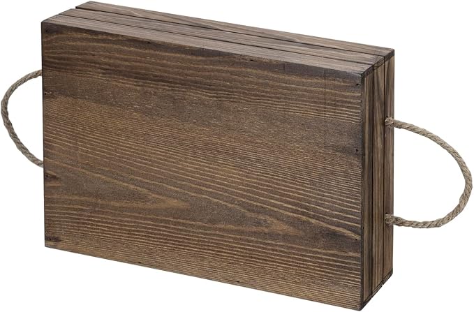 MyGift Rustic Brown Wood Storage Bin with Rope Handles Open Crate Box | Open-Top Design, Portable Carry Handles, Organizes Pantry, Bathroom, Nursery, Closet & Shelf Essentials, Decorative - Image 7
