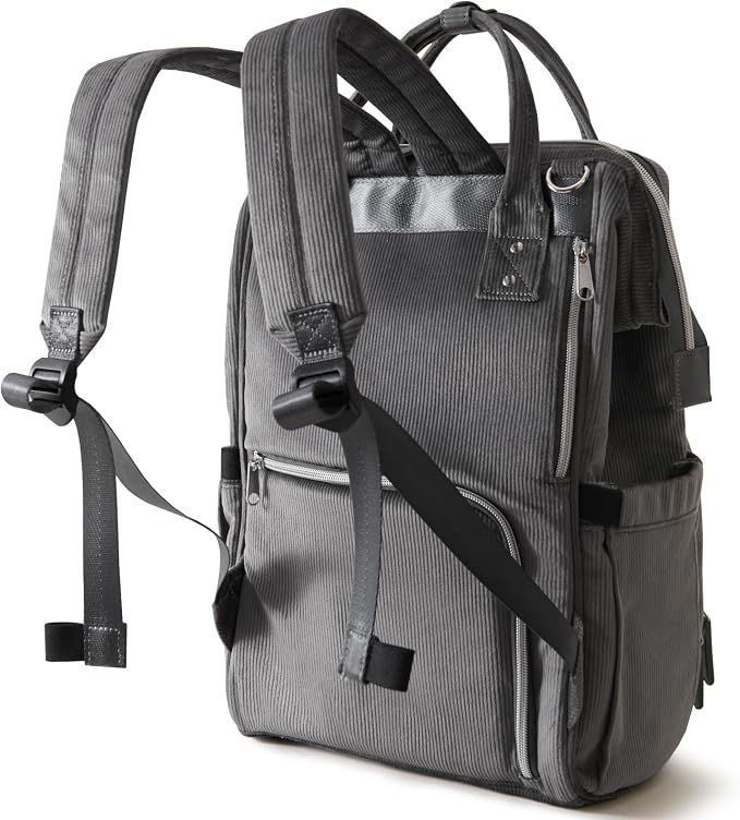 SUNVENO Velvet Stitching Diaper Bag Backpack Large Capacity Tote Shoulder Nappy Bag Organizer for Baby Care with Insulated Pockets,Waterproof Fabric, Grey - Image 12