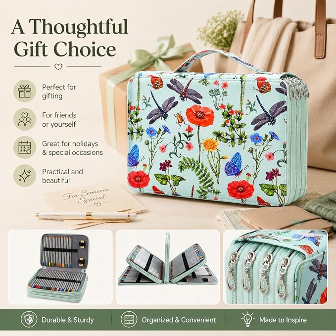 200 Slots Colored Pencil Case Organizer, 4 Layer Bag | Twill Oxford fabric,203 elastic loops,detachable handle,for travel, home storage,drawing tools,creative gifts - Image 4