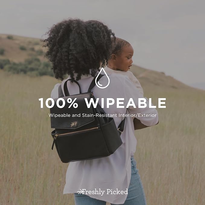 Freshly Picked Mini Diaper Bag II Backpack – Premium Vegan Leather Small Baby Bag without Changing Pad, Compact, Lightweight & Stylish for Moms On-the-Go, Ebony - Image 7