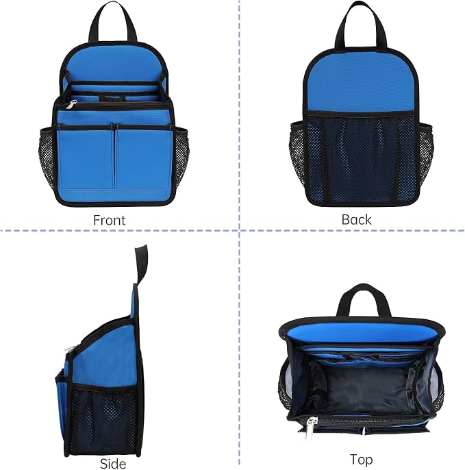 Mini Premium Rugged Backpack Purse Organizer Insert for Women Fashion Small Backpack-19 Pockets,Padded Water-repellent Nylon-Blue - Image 9