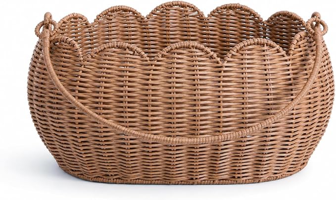 Large Wicker Picnic Basket, Handwoven Garden Harvest Basket for Gathering Vegetables Flowers Fruits, Woven Rattan Style Basket with Handles for Picnic Outdoor Storage Gardening Organization - Image 9