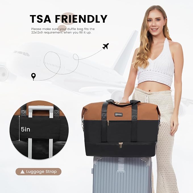 LOVEVOOK Weekender Bag for Women, Large Duffle Bag for Travel with 2 Packing Cubes, Carry on Overnight Bag with Shoe Compartment, Mom Hospital Bags for Labor and Delivery - Image 6