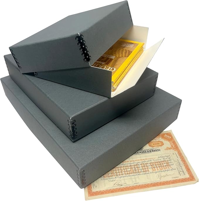 Lineco Museum Archival Storage Box, Drop Front, 11.75x15.25x3 in, Gray | Acid-Free with Metal Edge, Preserves Picture Longevity, Organize Photos, Newspapers, Prints, Documents, Crafts, DIY - Image 3