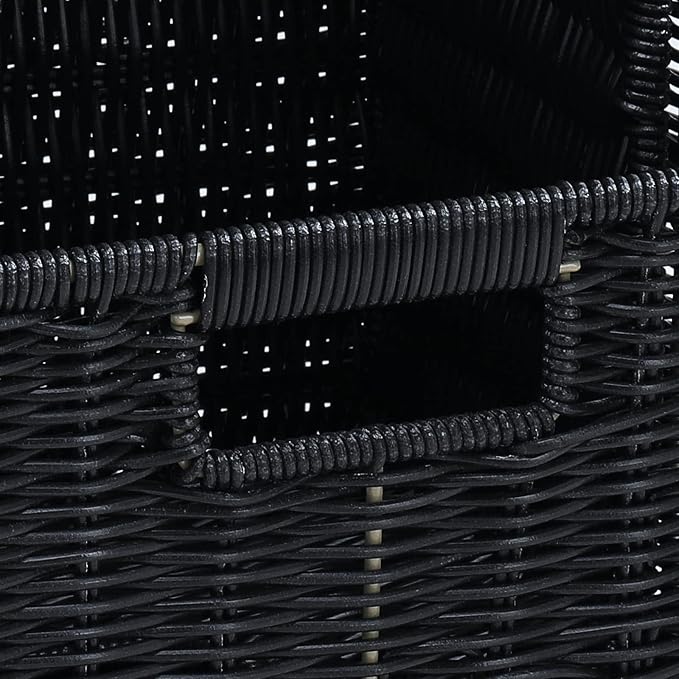 HOONEX Wicker Storage Baskets for Organizing, Decorative Woven Baskets for Storage with Carrying Handles, Set of 2, Black - Image 7
