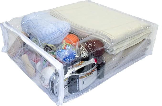 Clear Vinyl Zippered Blanket Storage Bags 15x18x5 Inch set of 5 (Pack of 2) - Image 2