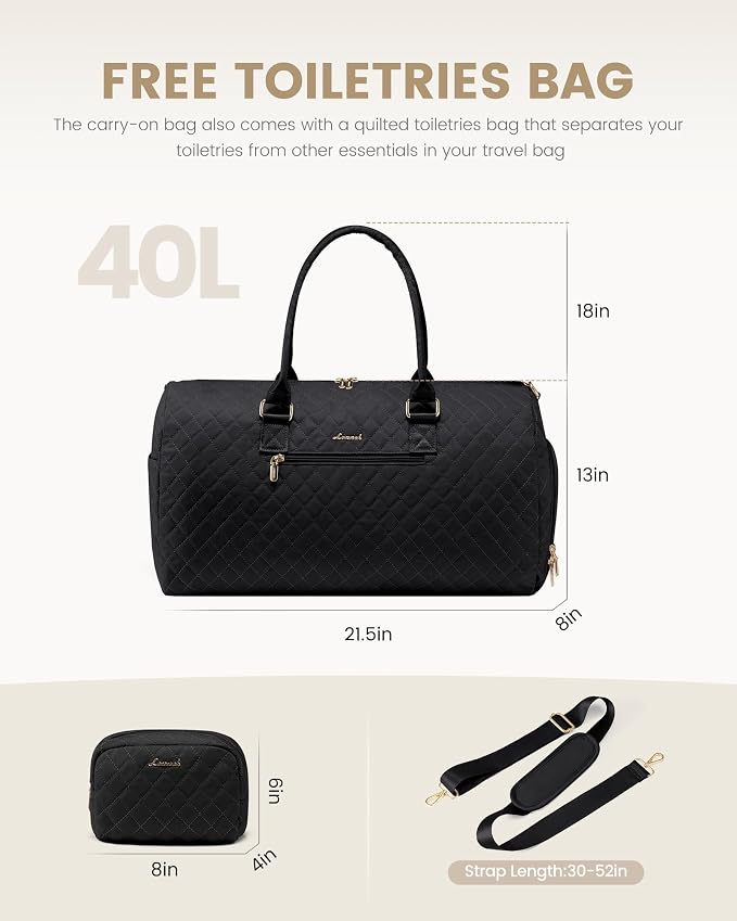 LOVEVOOK Travel Duffle Bag, Weekender Bag for Women with Toiletry Bag, Carry on Overnight Bag with Shoe Compartment, Gym Duffel Bag with Wet Pocket, Mommy Hospital Bags for Labor and Delivery - Image 8