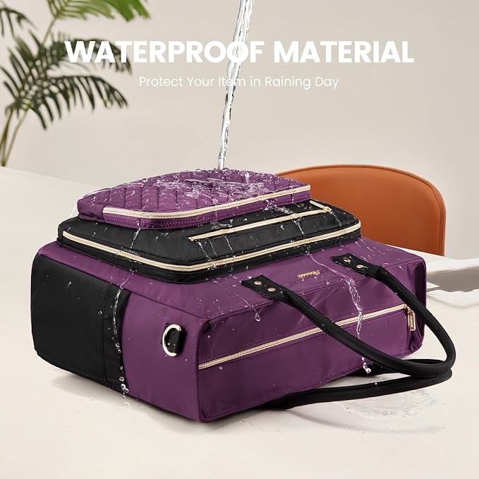LOVEVOOK Laptop Tote Bag for Women, Work Bags Laptop Bag Nurse Bags With Laptop Compartment, Professional Computer Briefcase With Large Cup Holder, Business Large Purses Handbag Gifts, 17.3 Inch - Image 9