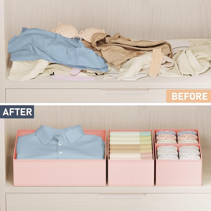 DIMJ Drawer Organizer Clothes Storage - 24 Pack Baby Dresser Organizer for Nursery, Small Fabric Closet Drawer Organizer Bins for Underwears Socks, Foldable Storage Dividers Organization for Bedroom - Image 6
