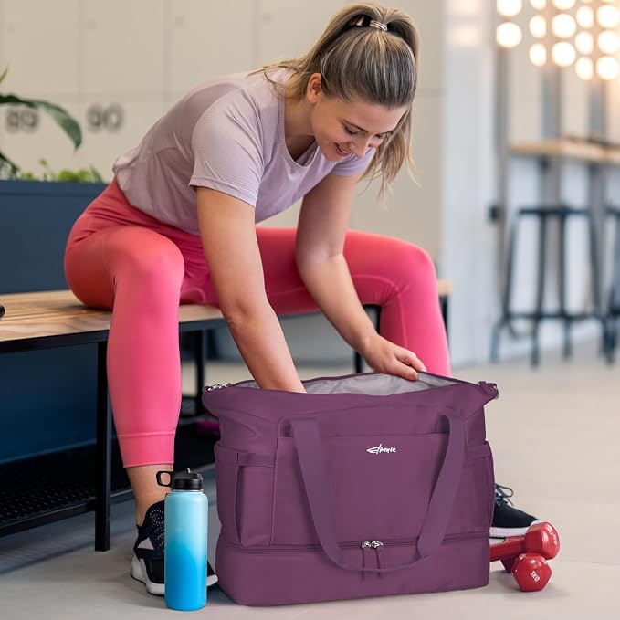 Gym Bag for Women, Personal Item Travel Bag with Shoes Compartment for Trip | Weekender Overnight Duffel Bag with Wet Pocket, Hospital Bag for Women Labor Delivery, Carry On Bag for Travel, Gym, Weekend - Image 5