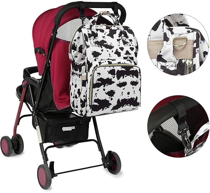 Large Capacity Baby Diaper Bag Backpack Waterproof Travel Nappy Diaper Bags Cute for Girls Boys (Cows) - Image 8