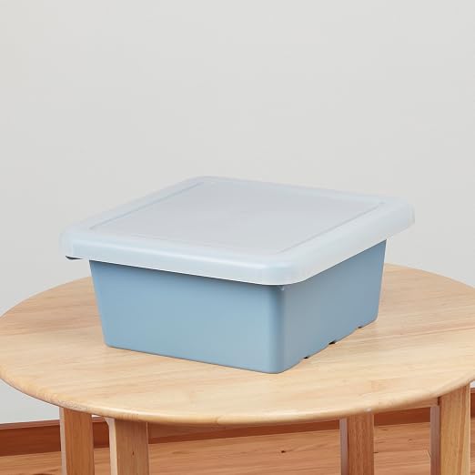 ECR4Kids Stackable Square Bins with Non-Snap Lids, Multipurpose Organization, Powder Blue, 2-Pack - Image 9