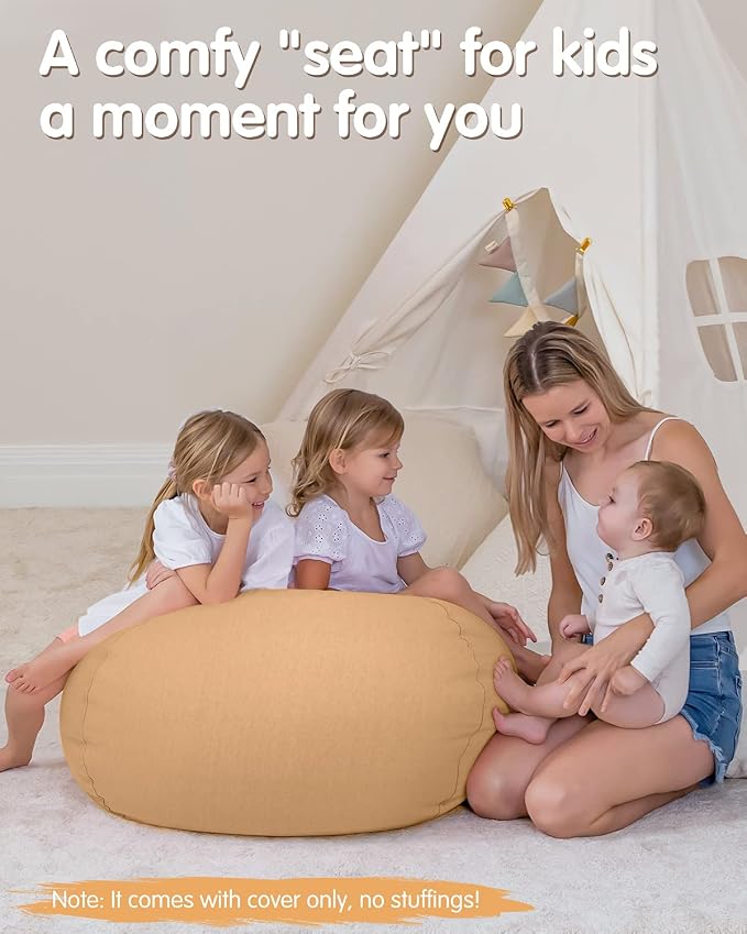Aubliss Stuffed Animal Bean Bag Storage Chair (Solid Khaki, Large (38'')) - Image 6