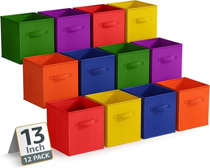 Sorbus 13 Inch Storage Bins - Sturdy Collapsible Fabric Storage Cubes with Handle - 12 Foldable Baskets for Organizing Clothes, Toys, Books - Storage Baskets for Shelves, Closets - Image 8