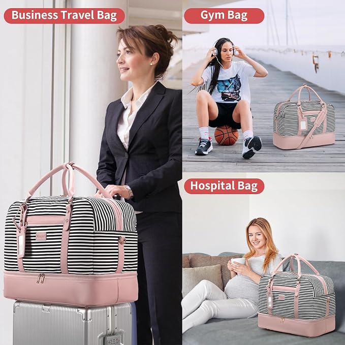 4PCS Weekender Bags for Women Large Overnight Weekend Travel Duffel Bags | Travel Bag Carry-on Tote Hospital Bag with Shoe Compartment Crossbody Toiletry Bag for Travel Business Gym Water Resistant - Image 7