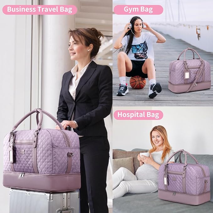 4PCS Weekender Bags for Women Large Overnight Weekend Travel Duffel Bags | Travel Bag Carry-on Tote Hospital Bag with Shoe Compartment Crossbody Toiletry Bag for Travel Business Gym Water Resistant - Image 7