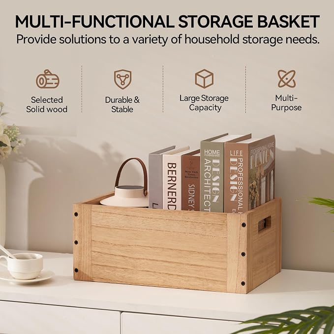 KIRIGEN Stackable Wood Storage Cube with Handles, Open Cubby Bin, Natural | Open-Front Wooden Box Crate for Books, Clothes, Shoes, Closet Storage, and Display for Home Office, Assembly Required C5-NA - Image 7