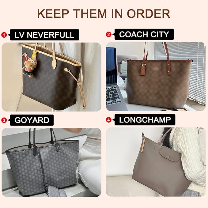 Purse Organizer Insert for Handbags, Felt Neverfull MM Organizer Insert with Cover, Tote Bag Organizer with Zipper Pocket and Bottle Holder, Fit Neverfull MM and More, Beige-L - Image 7