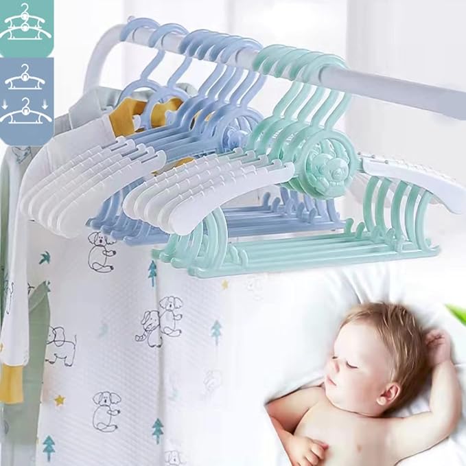 Baby Clothes Hangers 20 Pack, Plastic Kids Hangers Space Saving for Closet | Colourful Hanger for Toddler Girl and Boy, Lightweight Anti-Slip Cascading Padded Extendable Adjustable Pant Children Hangar - Image 8
