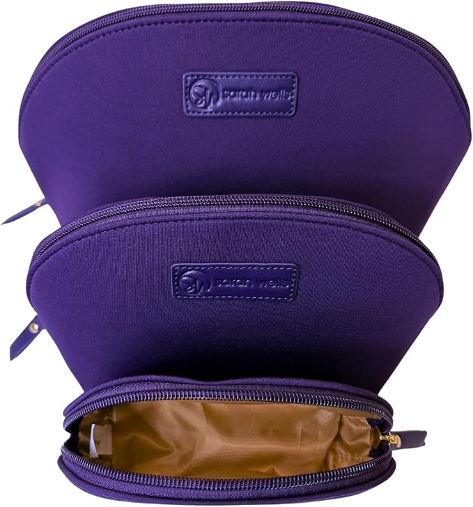 Sarah Wells PackSWell Neoprene Organizer Bag Set – 3 Nesting, Washable Pouches for Makeup, Pump Parts, Diaper & Pump Bag, Travel, Tote & Gym – Storage for Snacks, Tech Cords, Toiletries (Purple) - Image 4