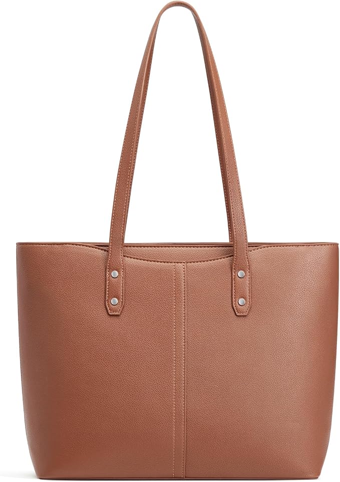 S-ZONE Tote Bag for Women Work Purses Handbags Luggage Strap Large Travel | Padded Laptop Compartment, Multi Pockets, Vegan Leather, Bottom Metal Rivet, Commuting Office Teacher - Image 9