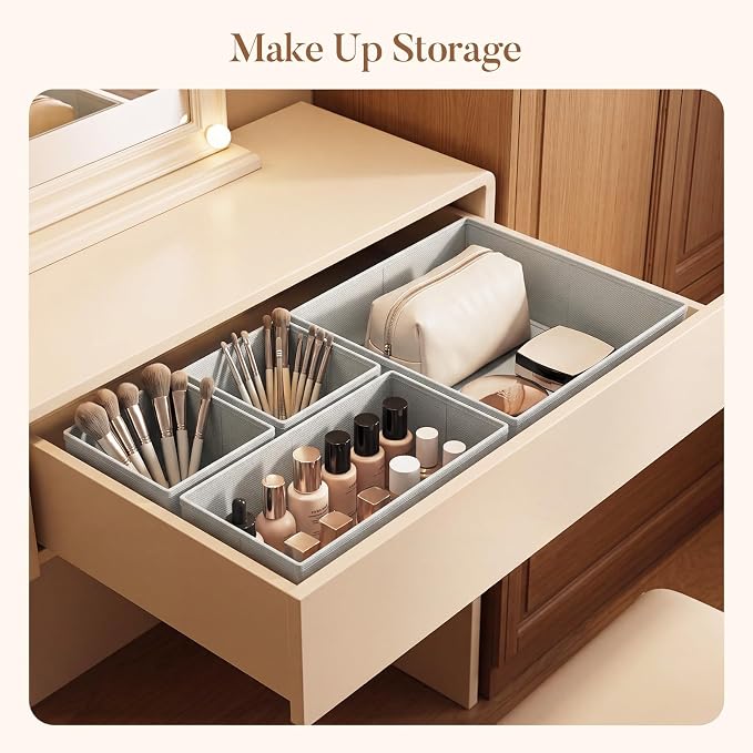 Drawer Organizer Clothes 10 Pack Washable Fabric Closet Storage Bins Flat Bottom Board Dresser Dividers for Bedroom Wardrobe Nursery Clothes Socks Underwear Bins, Grey - Image 9