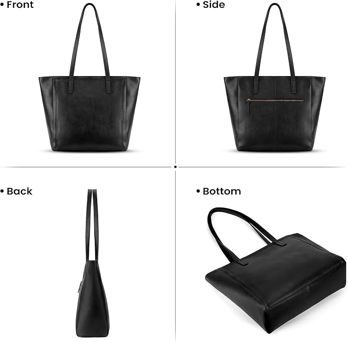 befen Vintage Genuine Leather Work Tote Bag for Women, Tote Bag with Zipper | Large Tote Bag with Zipper Leather Purse and Handbags with Compartment, Vintage Genuine Leather Work Tote Bag for Women - Image 9