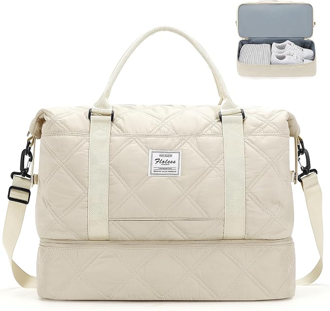 Weekender Bags for Women, Travel Duffel Bag with Shoes Compartment | Overnight Bag with Toiletry Bag, Carry on Personal Item Bag for Travel Business Trips Sport Hospital,Quilted Travel Bag Set - Image 8