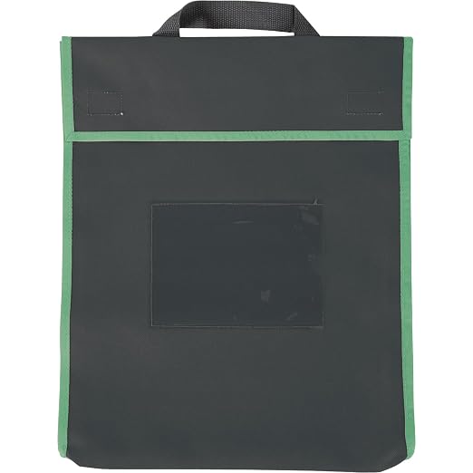 Really Good Stuff Store More Large Book Pouches – Send Home Books and Homework in Durable Fabric Book Bag – Stitched-On Handle, Clear Name Tag Pocket, Black with Neon Color Trims, 12”x1”x15” (4) | Ages 4+, PreK+, Stitched-on Handle, Clear Name Tag Pock... - Image 5