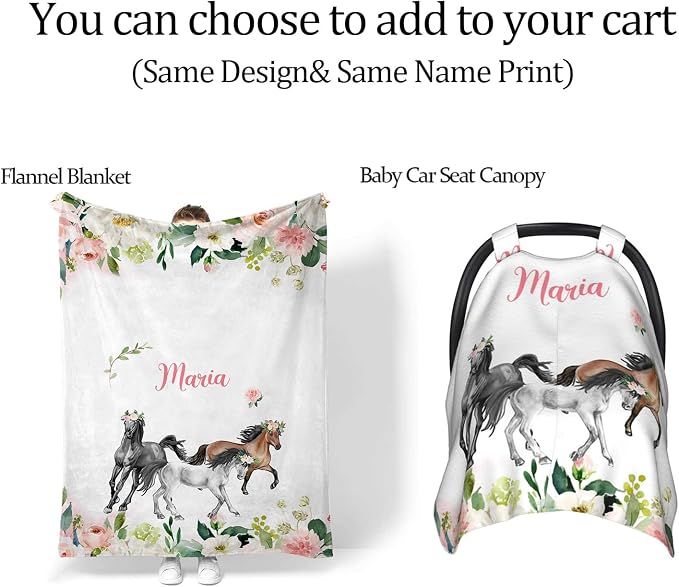 Personalized Cute Diaper Bag Backpack with Name Customized Floral Horse Mommy Bags for Moms with Muti Pockets Custom Portable Nappy Bag Travel Backpack with Large Capacity for Women - Image 6