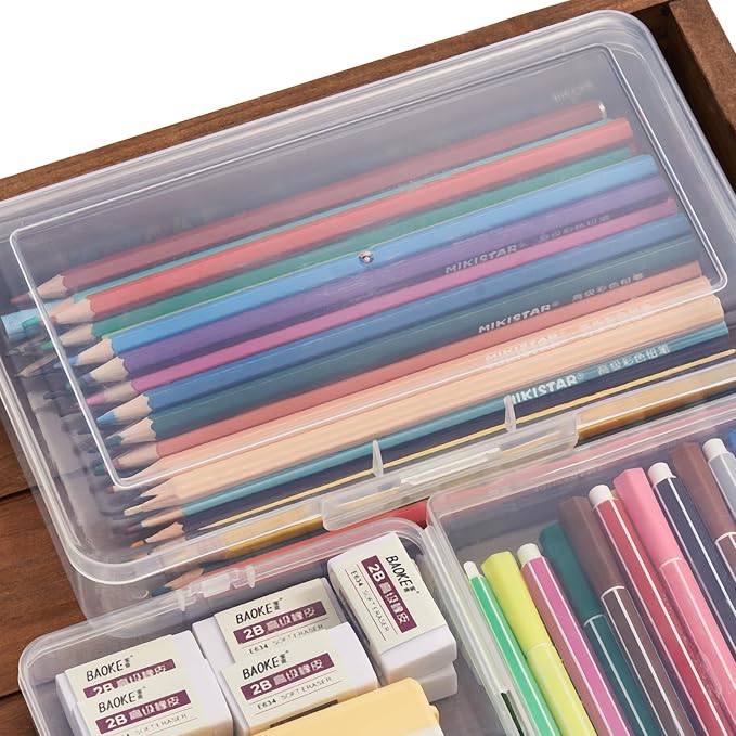 4 Pack Rectangular Clear Plastic Storage Containers, 8x4.7x2.3 inch | Hinged Lid, For Beads and Small Craft Items - Image 7
