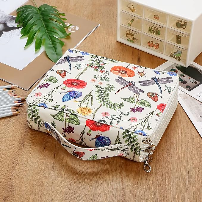 120 Slots Colored Pencil Case Organizer 3-Layer | Twill Oxford fabric Pencil Case Holder with Handle Strap Pencil Box Large for Colored Pencils Watercolor Pencils - Image 6