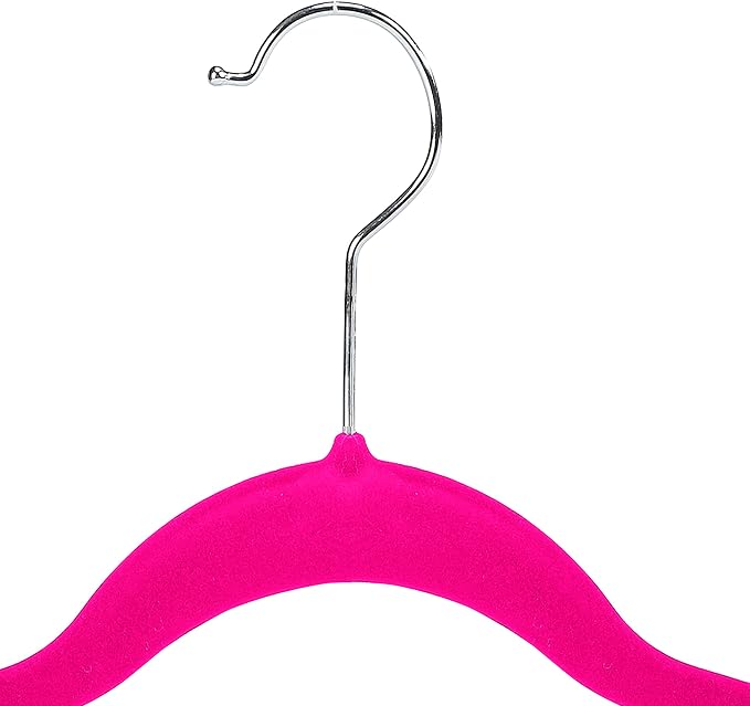 Simplify 6 Pack Slim Velvet Hangers with Skirt or Pant Clips, Space Saver, Prevent Garment Creases, Swivel Neck, Durable, Fuchsia - Image 6